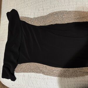Xscape Black Dress with Gold Accents